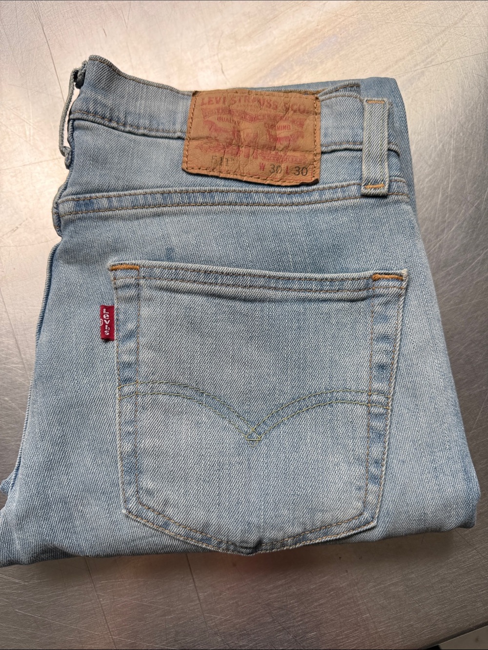 Levi's Light Wash Straight-Leg Jeans with Red Tab